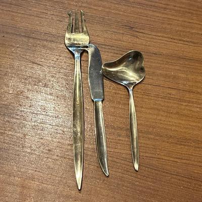 142 Pc. Vintage MCM VU Brass Flatware Set In Original Wood Box