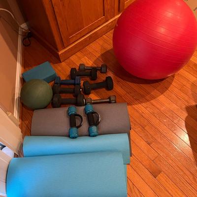 Hand Weights, Yoga Mats, Gym Ball