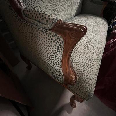 Blue High-Back Sofa w/ Claw Feet (1018FL-RG)