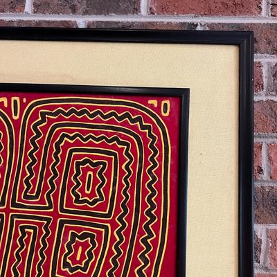 Vintage Framed Panamanian Textile Folk Art