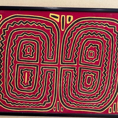 Vintage Framed Panamanian Textile Folk Art