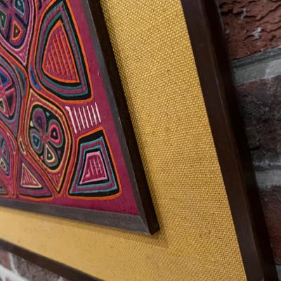 Vintage Framed Panamanian Textile Folk Art