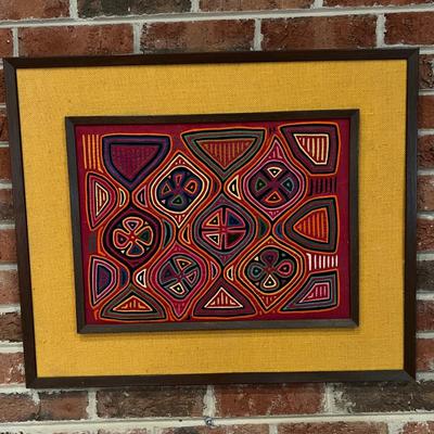 Vintage Framed Panamanian Textile Folk Art