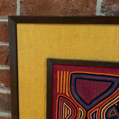 Vintage Framed Panamanian Textile Folk Art