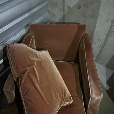 Sunniland Crushed Velvet Chair & Matching Ottoman (2058B-RG)