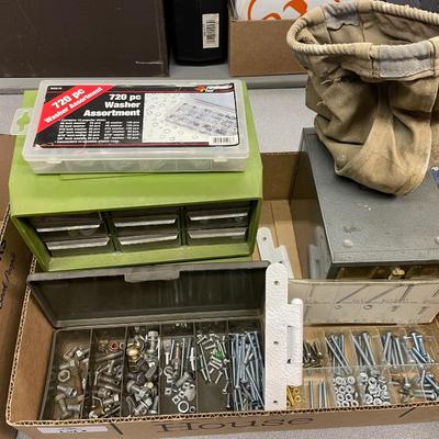 Box Lot Screws/Nuts/Bolts w/containers