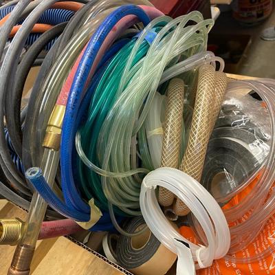 Box of various Plastic & Rubber Hoses