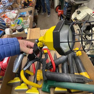 Box of Solar Power Mole/Gopher stakes & Nice Clip on Shop Light