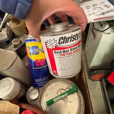 Box of misc. auto sprays/lubricants/Freezemeter/WD40 & More