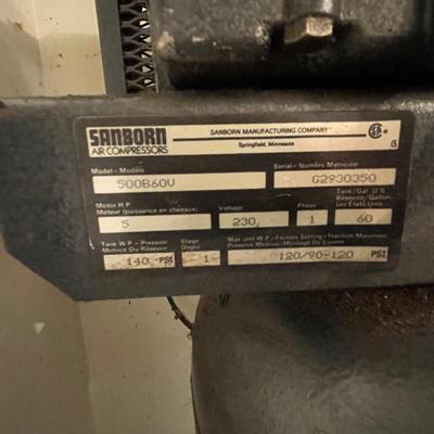 Sanborn 60 Gallon Commercial Air Compressor - Working