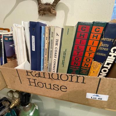2 Boxes Car Repair Manuals - Chilton/Morse & others