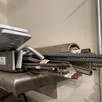 Misc. Steel Flat Pcs. & Bars & Pipe on Shelf
