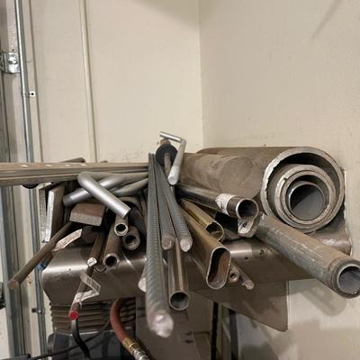 Misc. Steel Flat Pcs. & Bars & Pipe on Shelf