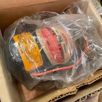 Box lot of Wire & Vtg. Water pump in box