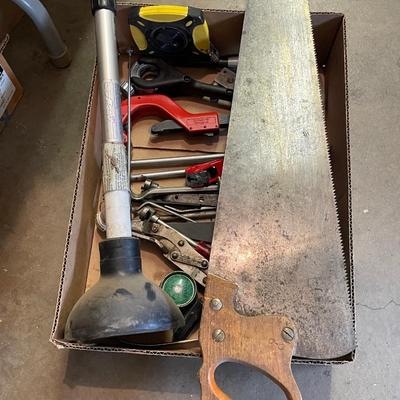 Box of 20 Plus misc. hand tools - pipe cutters/tape, Etc.