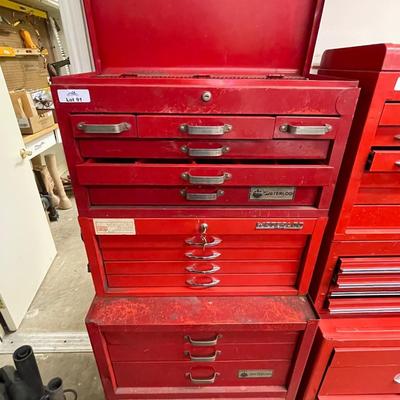 WaterLoo Red metal stacking rolling tool boxes