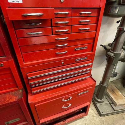 WaterLoo Red Metal Stacked Rolling Tool Boxes