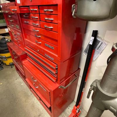 WaterLoo Red Metal Stacked Rolling Tool Boxes
