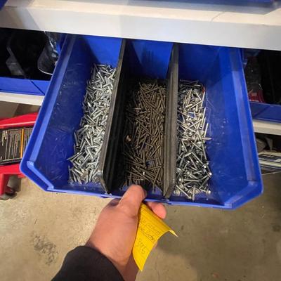 Lot of 30 bins of various hardware - lots here & some large hardware