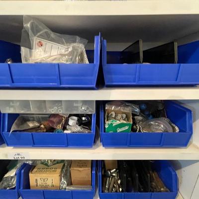 Lot of 30 bins of various hardware - lots here & some large hardware
