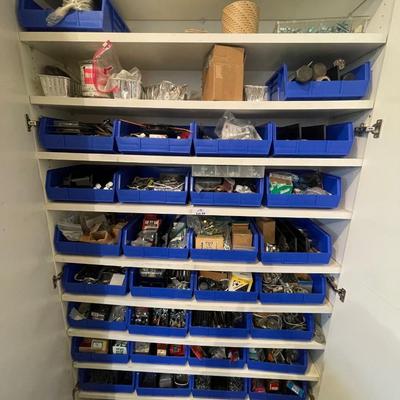 Lot of 30 bins of various hardware - lots here & some large hardware