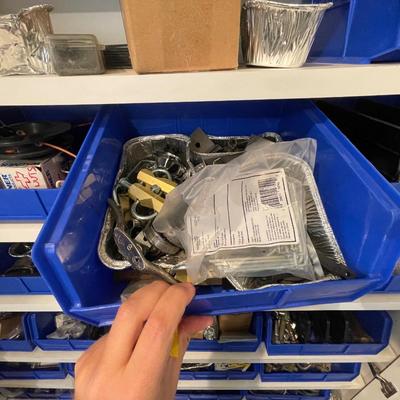 Lot of 30 bins of various hardware - lots here & some large hardware