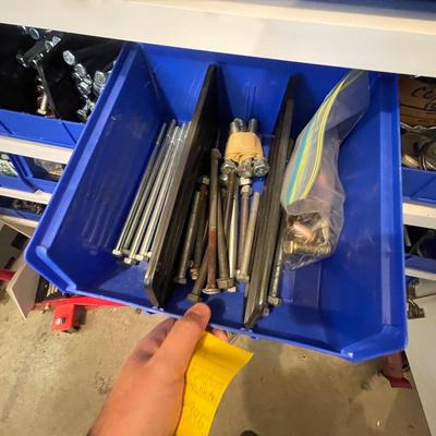 Lot of 30 bins of various hardware - lots here & some large hardware