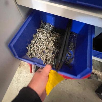 Sale Photo Thumbnail #402: lagbolts/nails/washers/screws/nuts/bolts/clamp & the blue bins