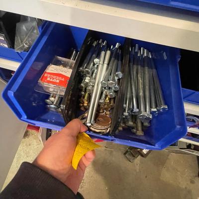 Lot of 30 bins of various hardware - lots here & some large hardware