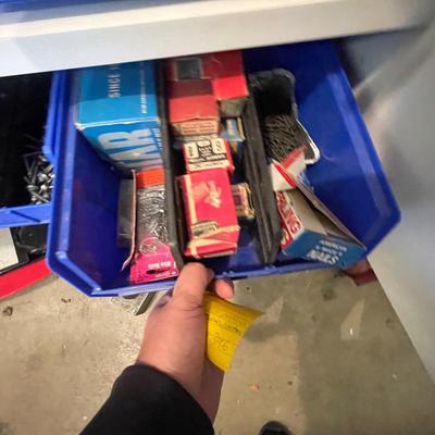 Lot of 30 bins of various hardware - lots here & some large hardware