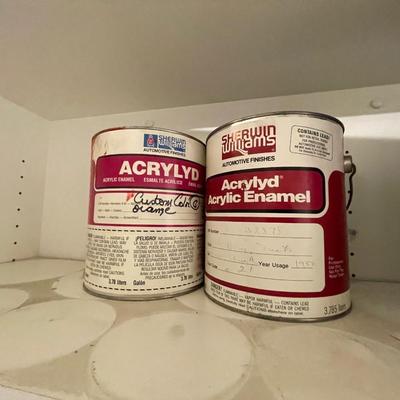 Top shelf of auto paints & enamel reducers