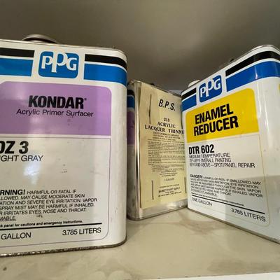 Top shelf of auto paints & enamel reducers