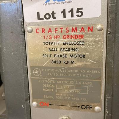Craftsman 1/3 HP Electric Working Bench Grinder