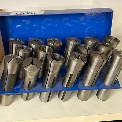 16 Mill Attachments in blue metal stand