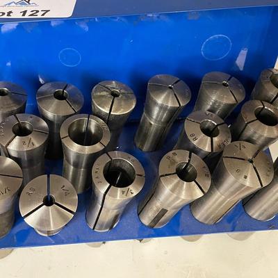 16 Mill Attachments in blue metal stand