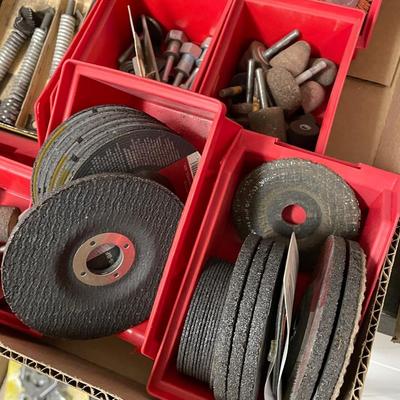 Box of Grinding/sanding brushes & wheels