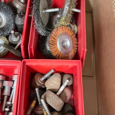 Box of Grinding/sanding brushes & wheels