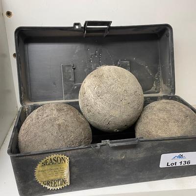 Set of 3 Vintage wood balls / Size of Softballs