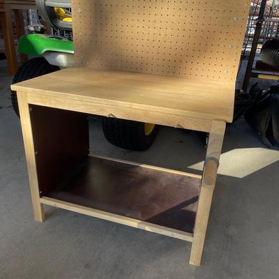 Wood Mini Kids Size Work Bench - pegboard backing/shelf below