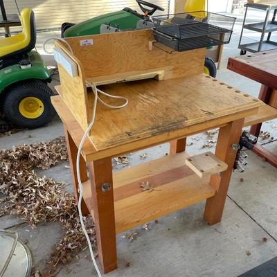 Wood Work Bench - Air Hose Attachments & Power Strip