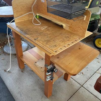 Wood Work Bench - Air Hose Attachments & Power Strip