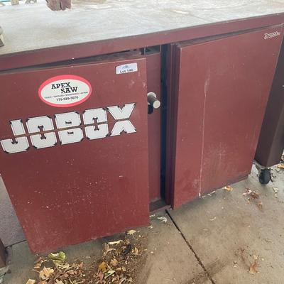 Rolling JoBox Metal Storage Box & Table w/8" Electric Bench grinder on top - Works