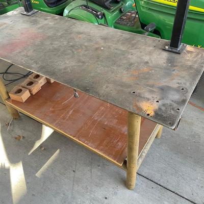 Custom Steel 2 tiered work table w/power