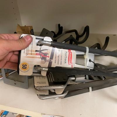 2 Shelves Full of Various Metal Hanging Hooks - Mostly New / DOZENS