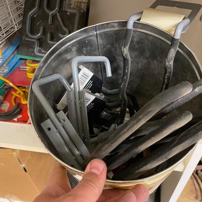 2 Shelves Full of Various Metal Hanging Hooks - Mostly New / DOZENS