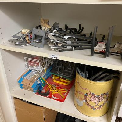 2 Shelves Full of Various Metal Hanging Hooks - Mostly New / DOZENS