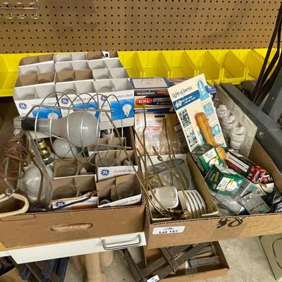 Sale Photo Thumbnail #623: lot of various bulbs, lamp pieces, etc.