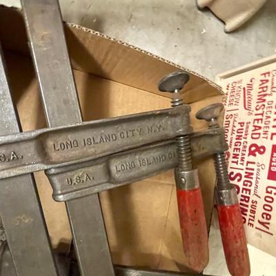 3 Larger sized Wood handled Steel Clamps
