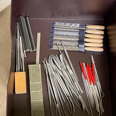 Box Lot Assortment of Small Files & Chisels