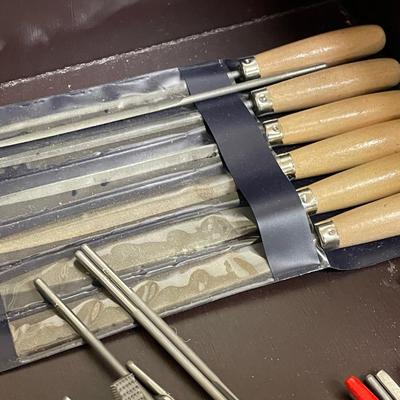 Box Lot Assortment of Small Files & Chisels